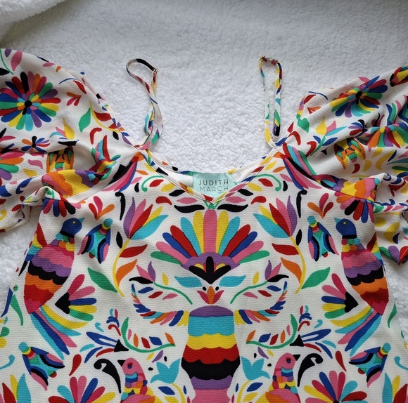 Judith March Colorful Bird Mini Dress-Size Large - Picture 5 of 14